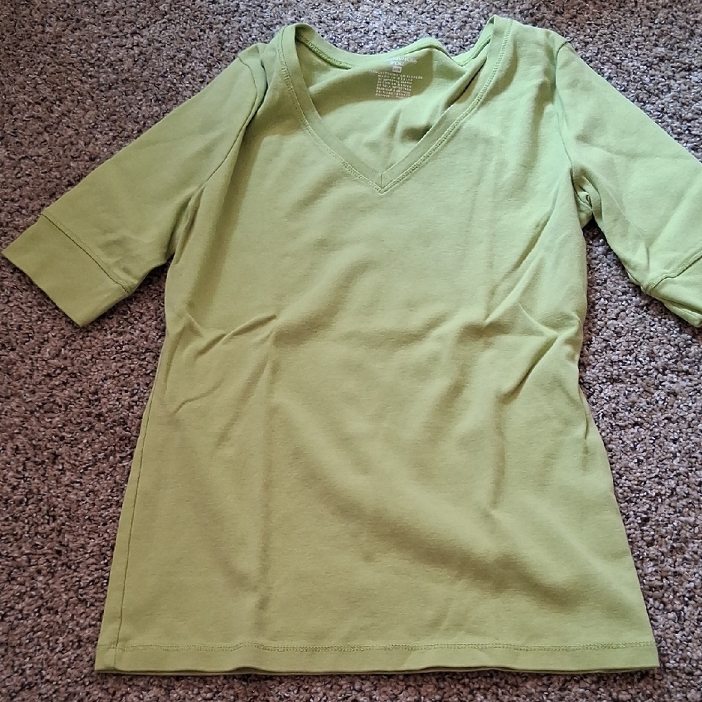 Jones New York Olive V-Neck Tee